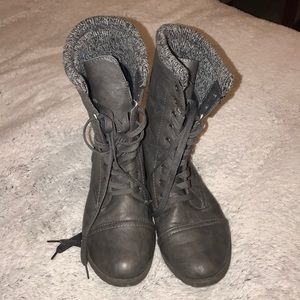 Grey combat boots